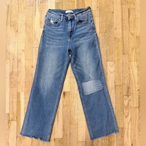 Vervet distressed, high waisted, straight leg jeans
